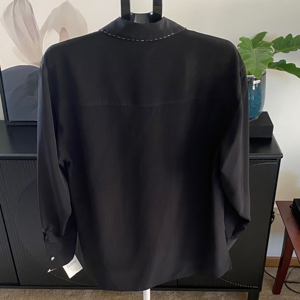 Vintage Black Shirt with Beaded Stitching - Picture 10 of 11